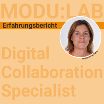 Symbolbild zum Blogbeitrag, in welchem Marianne Scherrer über ihre erste Praxiserfahrungen mit MODU:LAB Digital Collaboration Sepecialist spricht