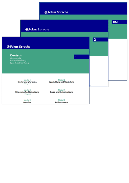 Abbildung der 3 eFokus-Prodpukte 1, 2, und BM